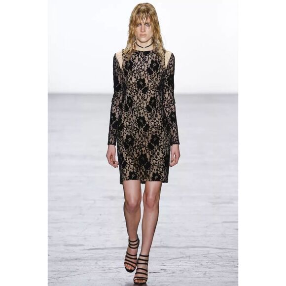 TADASHI SHOJI Runway Tallulah Velvet Lace Illusion Dress - 10 - Picture 1 of 10